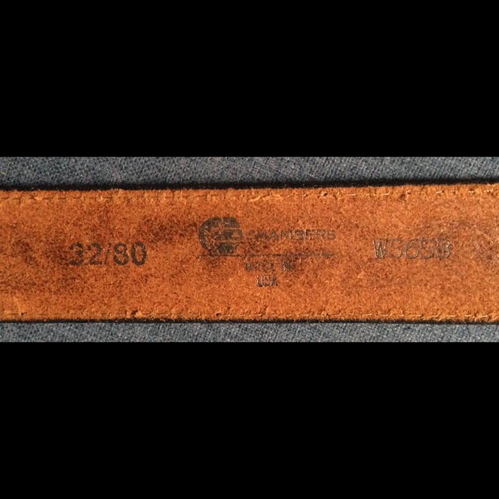 Vintage Chambers Unisex Black Western Style Tooled Leather Belt - Picture 5 of 7